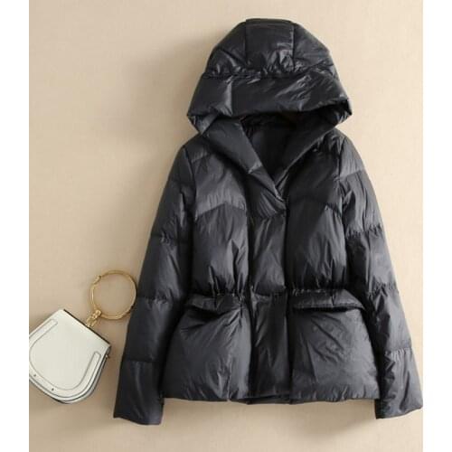 2021 High End Womens Winter Hooded Coat Ladies Pure Color Big Pockets Warm Thickened Short Down Jacket Boutique Clothing
