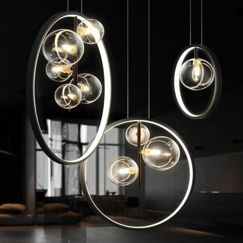 Metal Hanging Light Black 36W Bright Round Ring Pendant Light for Bar Dining room Entrance Bedside Suspension lighting