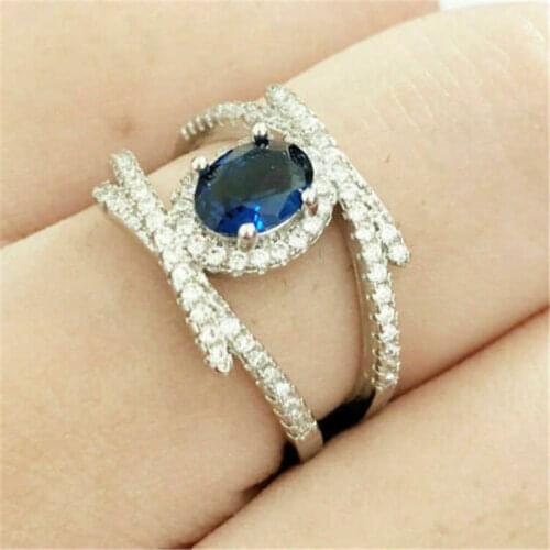 Fashion new womens inlaid egg shaped flash ring micro inlaid zircon ring size 6-10