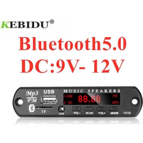 KEBIDU MP3 WMA Decoder Board 5V 12V Audio Module USB TF Radio Bluetooth5.0 Wireless Music Car MP3 Player With Remote Control