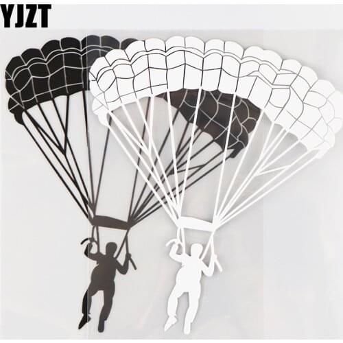 YJZT 13.7×15.8CM Car Body Decoration Parachute Decals Extreme Sports Fashion Car Stickers Black / Silver 10A-0574