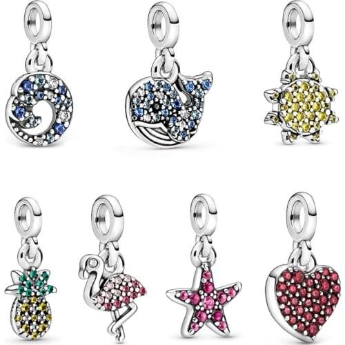 New Arrival Whale pineapple sun love heart Flamingo stars charms for jewelry making 925 Sterling Silver handmade Pendant