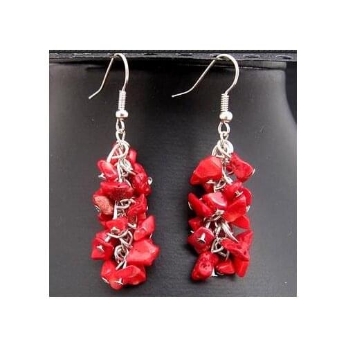 New Classic Gemstone Grape Earrings Unique Stoe Red Coral Dangle Earring S925 Silver Hook Fine Jewelry Nice Lady Gift