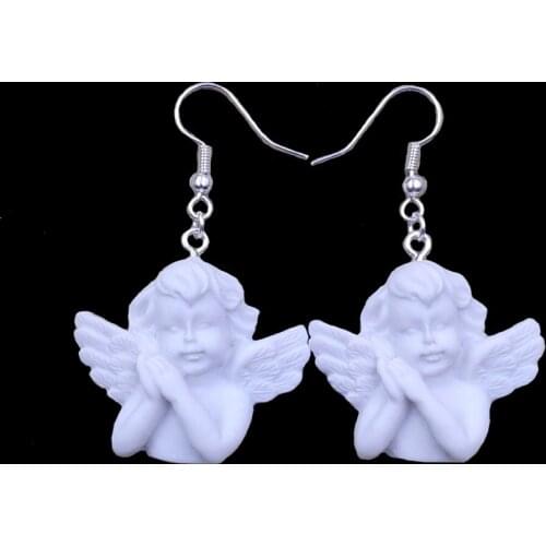 New Fashion White Religion Music 3D Vivid Resin Angel Unique Drop Earrings Women Female Birthday Hot Jewelry Gift CO010-18
