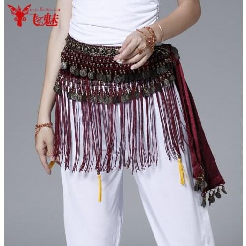 New Womens belly dance costume tribal winds waistband tassels belly dancing hip scarf performance clothes