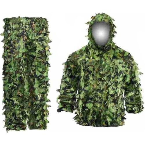 Adults Ghillie Suit Hunting Clothes 3D Maple Leaf Bionic Ghillie Suits Camouflage Universal Camo Set for Jungle Hunting Training