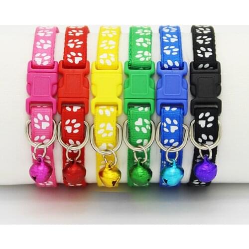 Footprint Pet Collar Band with Bell Buckle Easy Wear Adjustable Small Collar Band for Cat Kitten Dog Puppy Pet Supplies