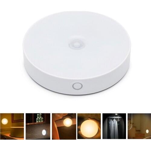 6 LED USB Rechargeable PIR Motion Sensor Light Control LED Night Lamp Magnet Wall Light Warm White For Cabinet Bedside