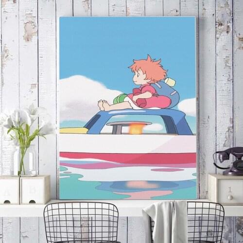 Ponyo on the cliff anime poster drawing by numbers modular paintings on the wall painting by numbers on canvas
