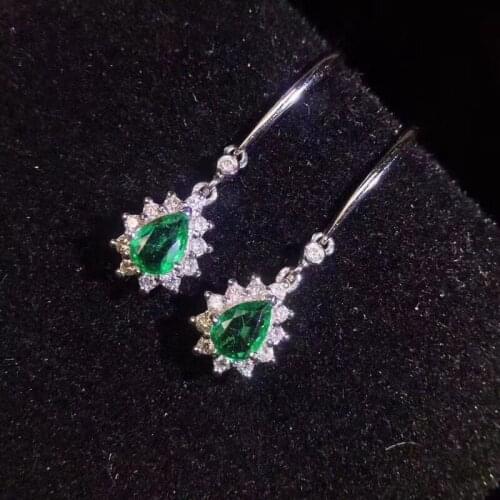 Nature Emerald Drop Earrings For Women 925 Sterling Silver Genuine Fine Jewelry Party Real Emerland Gemstones Certificate