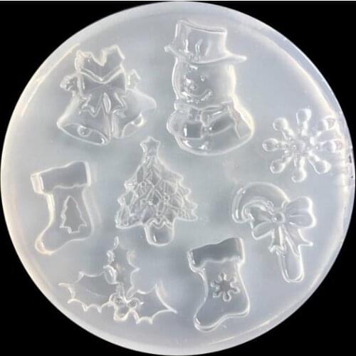 1=8pcs Christmas tree snowflake snowman sock bell Silicone mold for jewelry making Pendant Resin Mold craft