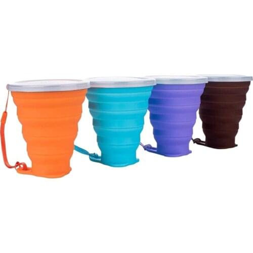 Collapsible Silicone Cup Portable Coffee Mug with Lids Lightweight Travel Cup for Outdoor Camping Hiking 4 Packs