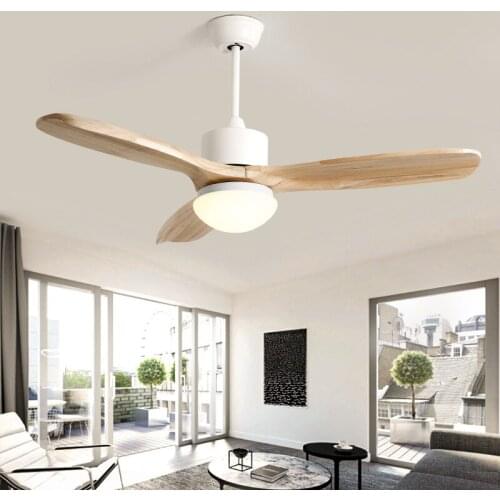 Modern solid wood blade ceiling fan led Remote Control Ventilador De Teto for bedroom 42 52 Inch ceiling fans with lights