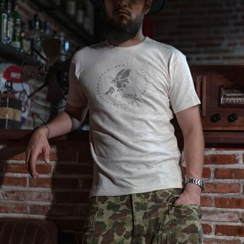 Bronson US Navy Seabees Training T-Shirt Retro 40s Short Sleeve Tee Shirts White