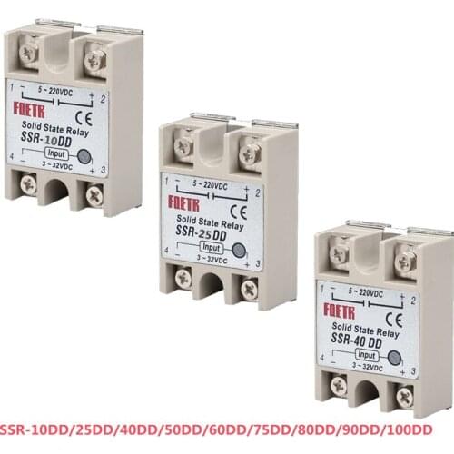 Solid State Relay SSR-10DD SSR-25DD SSR-40DD SSR-60DD 60A 75A 100A 3-32V DC TO 25-220 DC SSR 60DD 75DD 100DD
