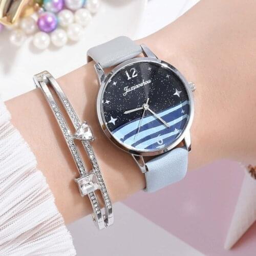 Luxury Romantic Starry Sky Women Quartz Watches Casual Dress Bracelet Ladies WristWatch Leather Female Clock Relogio Feminino F3