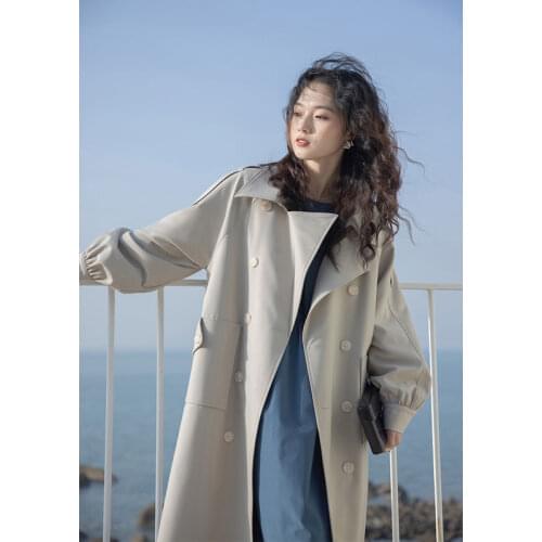 Womens Notched Lapel Double Breasted slim fit Trench Coat Jacket with Belt T155