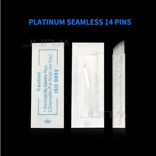 0.2mm 50pcs 14Pins Tattoo Needle Permanent Makeup Sterilized Sharp Microblading Blade For Eyebrow Tattoo