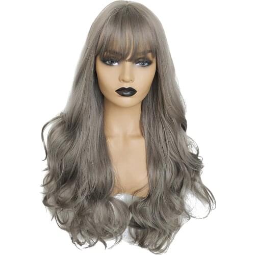 18" Women Stylish Straight Bob Wig with Air Bangs Safe Synthetic Hair