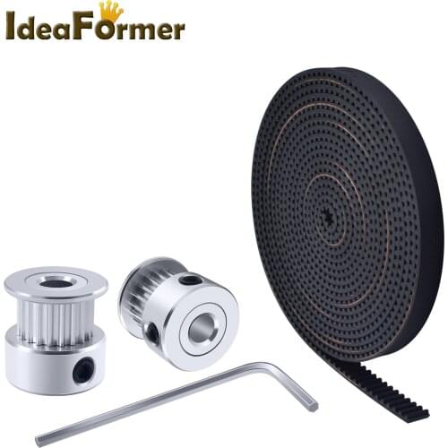 2Pcs 2GT 20tooth Timing Pulley+2m 2GT 6mm Timing Belt+Hex Wrench For Ender 3 PRO CR10 TEVO Tarantula Printer Transmission Belt
