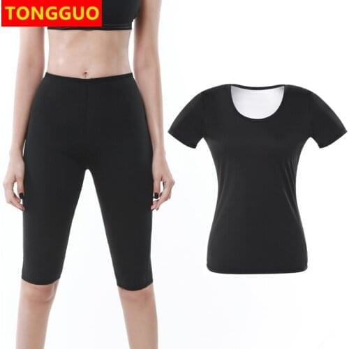 2021 Women Seamless Sauna Suits Sweat Shirt Body Shaper Waist Trainer Slimming Pants Fitness Leggings Girl Shorts Shapewear Sets