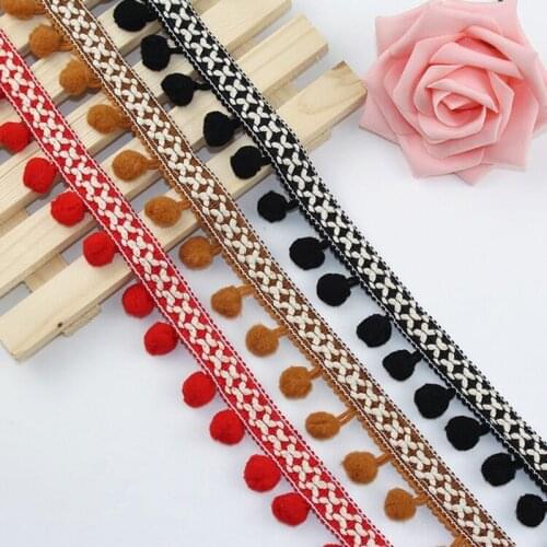 5Yards Lace Ribbon Sewing Accessories Pom Pom Tassel Pompoms Trim Ball Fringe Embroidery DIYHandicrafts Accessories Sewing Lace