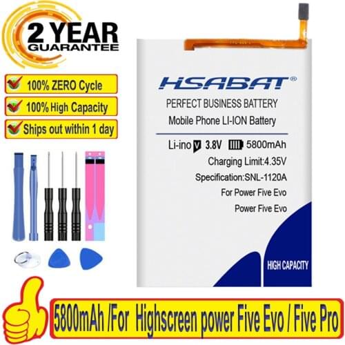 100% Original HSABAT 5800mAh Battery For Highscreen power Five Evo / Five Pro