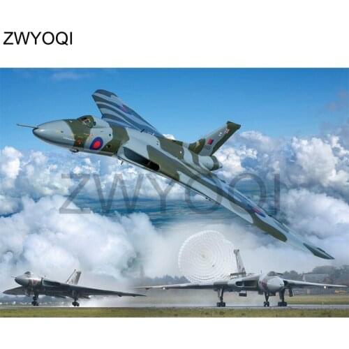 5D DIY Diamond painting Full Round Diamond embroidery Cross stitch Fighter parachute Full Square Diamond mosaic Aircraft fighter