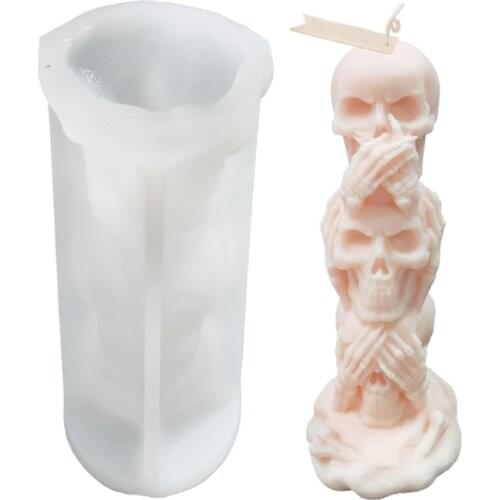 Large Punk Skull Candle Silicone Mold Creative Halloween Parties Ornaments Horror Aroma Candle Mold Plaster Crafts Mold