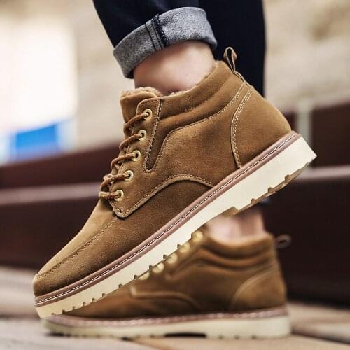 Men Shoes Winter Boots Men Nubuck Leather Waterproof Add Cotton Keep Warm Timber Land Shoes Thick Bottom Non-slip Chelsea Boots