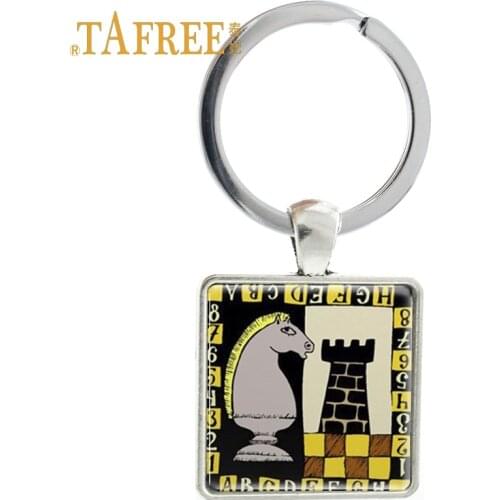 TAFREE Vintage I Love Chess Keychain Gift Kid Toy Chess Key Ring International Chess car keyring for men key chain jewelry CH57