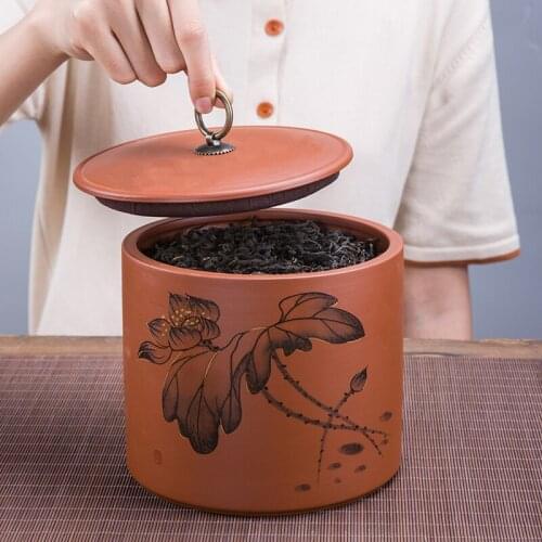 Purple sand tea pot large Pu'er tea storage moistureproof waking tea pot domestic loose tea pot Tieguanyin tea pot