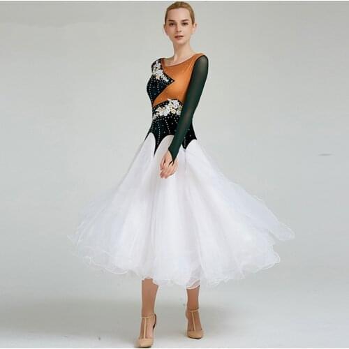Black Green Adult ballroom dance dresses woman ballroom dance competition dresses waltz standard ballroom dress lady woman