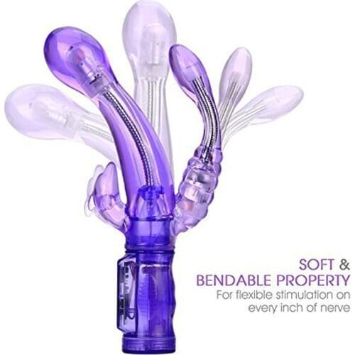 Double Vibrator 6 Speed Bendable Double Penetration Rabbit Vibrator Anal G Spot Stimulator for Women Bedroom Pleasure Sex Toy