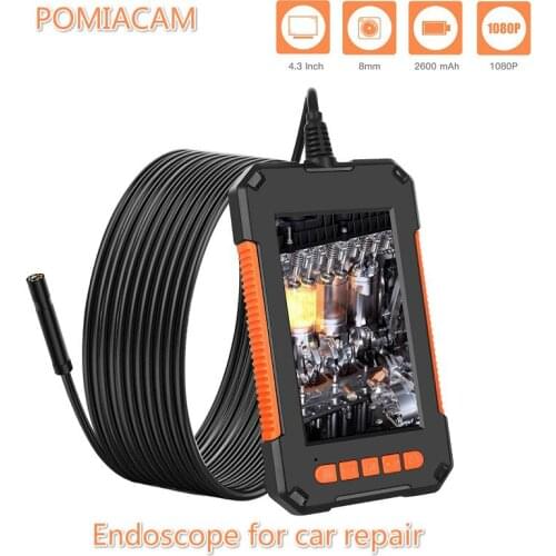 P40 8MM Industrial inspection endoscope 4.3 inch IPS Full color screen HD 1080P 8LEDs IP67 Waterproof borescope camera 2600 mAh