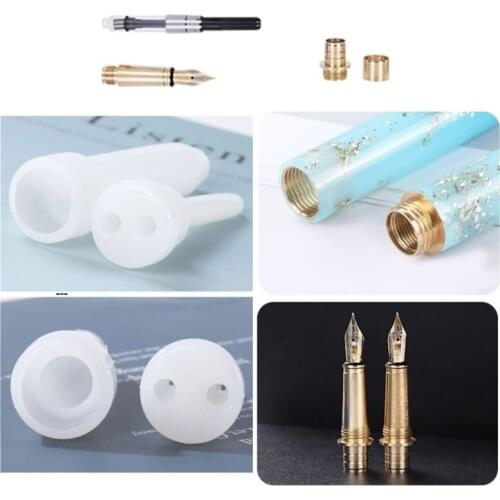 Pen Shape Resin Molds Epoxy Casting Molds Fountain Pen Silicone Molds Cylinder Epoxy Mold for Candle Crafts Making Tools