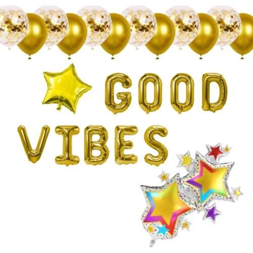 Good Vibes Mylar Foil balloons birthday Accessories banner Party Decoration Home Supplies