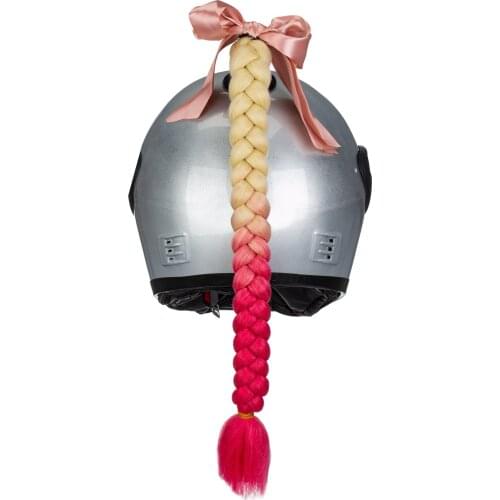 Helmet Ponytail Pigtails Braids Hair with Bowknot Detachable for Motorcycle Bike Skateboard Scooter Costume Cosplay