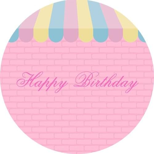 Round circle background Dessert candy House Backdrop pink brick wall baby shower birthday Party table Covers decoration YY-527