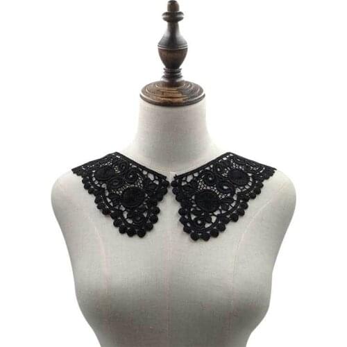 1Pair White Black Neckline Lace Applique Fabric DIY Handmade Apparel Sewing On Home Textiles Dress Accessories