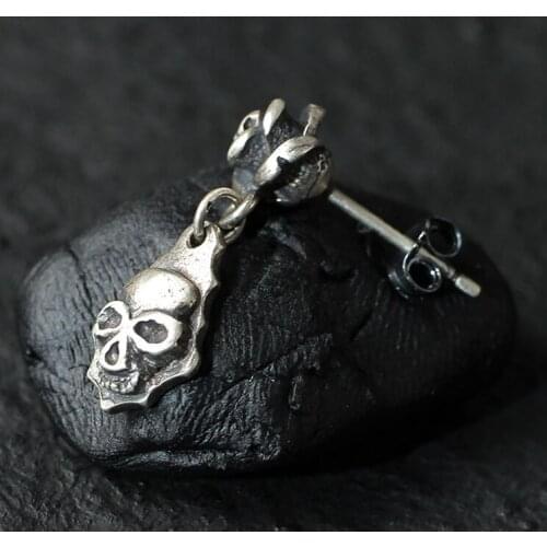 Fashion Gothic Style Rose Flower Skull Earrings for Men Women Motorcycle Party Earrings Cool Personality Jewelry Gifts