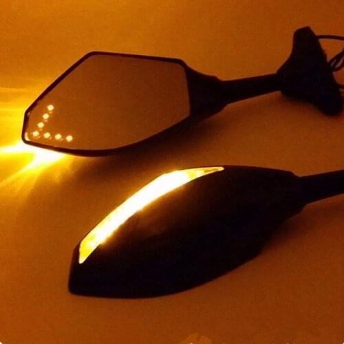 Motorcycle LED Black Rearview Mirrors For Honda CBR Suzuki Yamaha YZF R6 Kawasaki Ducati KTN Street Bike Custom