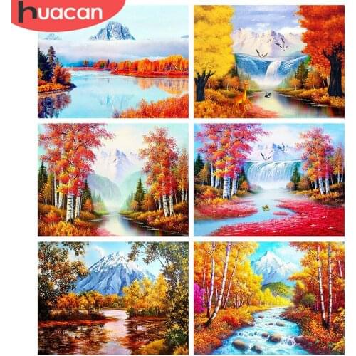 HUACAN DIY 5D Diamond Painting Kit Landscape Mosaic Nature Full Square Diamond Embroidery Cross Stitch Autumn Home Art Decor