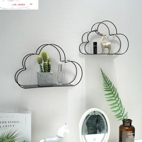 Nordic Wind Wall Storage Rack Bedroom Decoration Display Stand Cloud Shape Rack Metal Display Stand Wall Decoration Frame