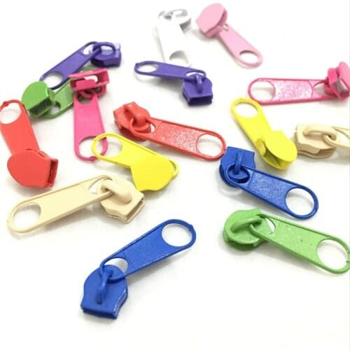10Pcs/lot Bright Color 5# Nylon Zipper Slider Fashion Zipper Puller DIY Handwork Bag AA7662