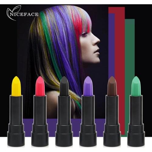 NICEFACE Portable Disposable Multi Color Hair Dye Pen Long Lasting Lipstick Shape Natural Coloring Cream Hair Dyeing Tool Paste