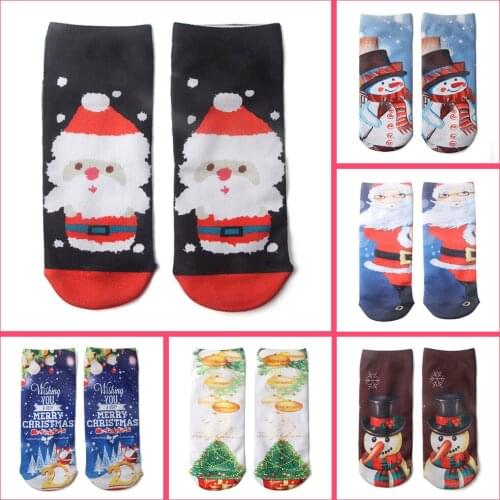 Unisex personalized cotton low-cut ankle socksInteresting 3D Christmas socks pattern printing creative socks