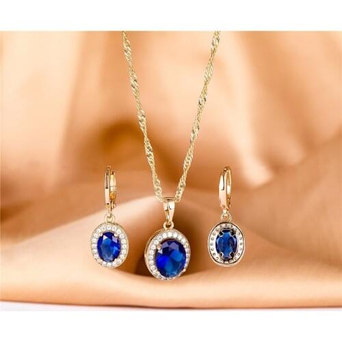 2020 Jennifer New Colorful jewelry set 585 Rose Gold Women Romantic Fashion round copper Jewelry set