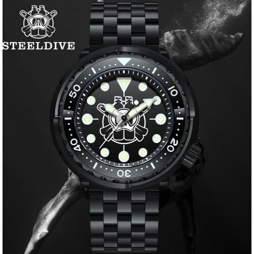 2021 NEW SD1975XP STEELDVIE Black Warrior Two Color Luminous Black Dial JAPAN NH35 300M Waterproof Mens Mechanical Diving Watch