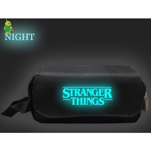 NEW Stranger Things Pencil Bag for Boys Girls Make Up Bags Primary School Supplies Cosmetic Case Double Layer Storage Bags Purse